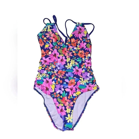 Womens Cupshe,  size medium 1 piece floral swimsuit,  NEW WITH TAGS!! - Picture 2 of 4